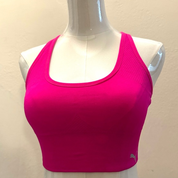 PUMA Fuchsia / Bright Pink Seamless Sports Bra - Size SMALL - Picture 5 of 10